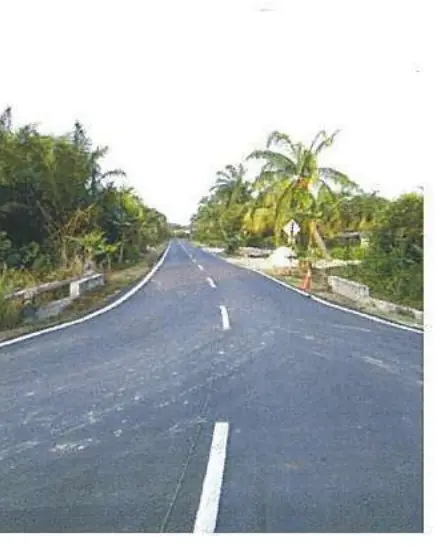 White centerline marking on a two-lane rural road