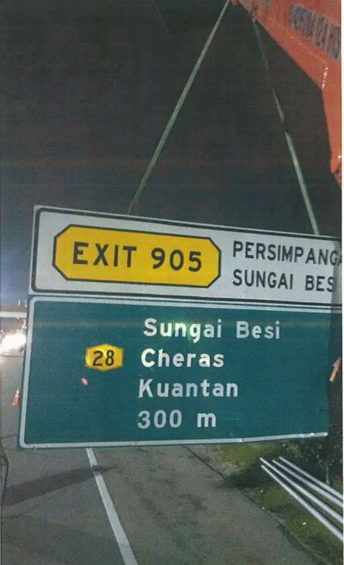 LLM T1 directional signboard for Exit 905 Sungai Besi, Cheras and Kuantan